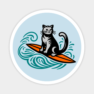 Surfer Cat Magnet